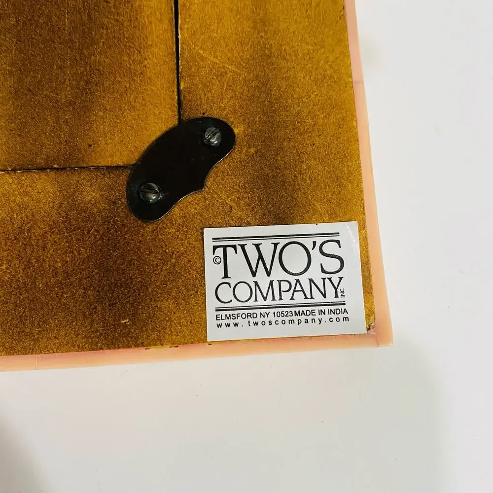 Two's Company Photo Picture Frame Standing Table Top Unique Pink Beige Batik 4x6